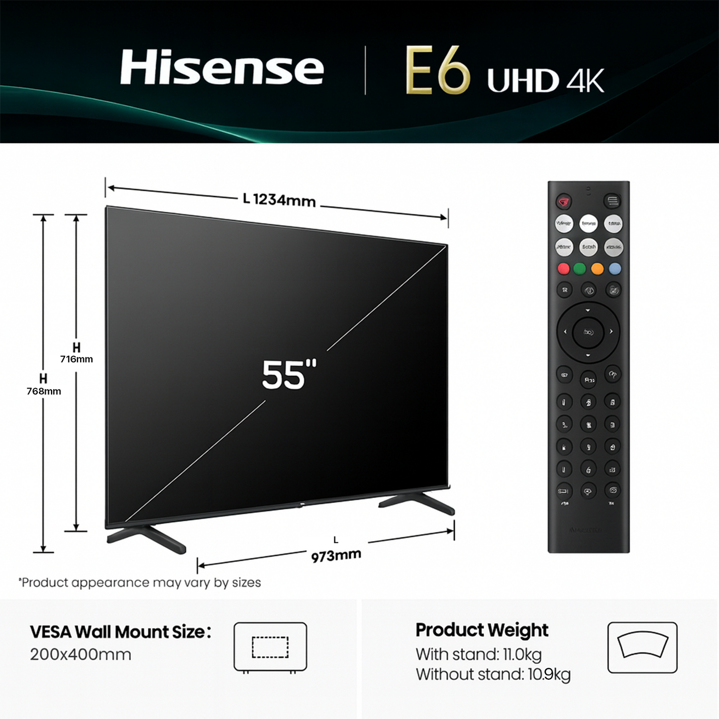 Hisense 55" 4K Ultra HD Smart TV (2025 Model) – UHD Display with Freely TV