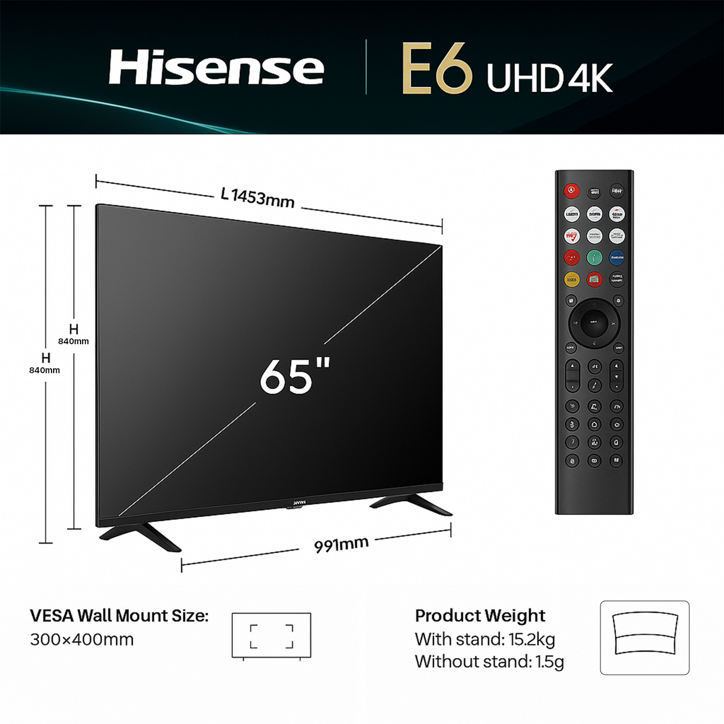 Hisense 65" 4K Ultra HD Smart TV (2025 Model) – UHD Display with Freely TV