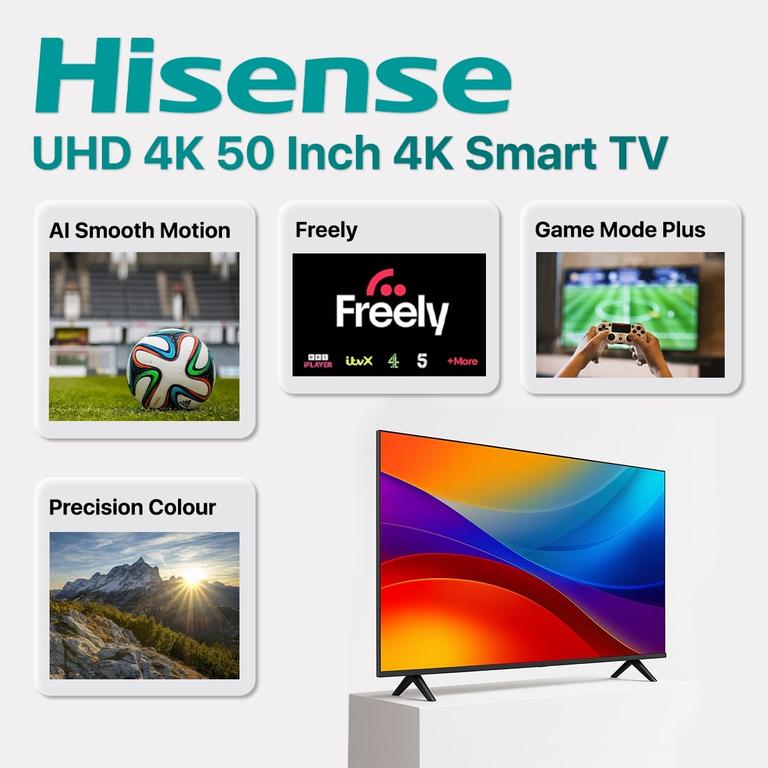 Hisense 50" 4K Ultra HD Smart TV (2025 Model) – AI TV with Freely, Disney+, YouTube & Netflix
