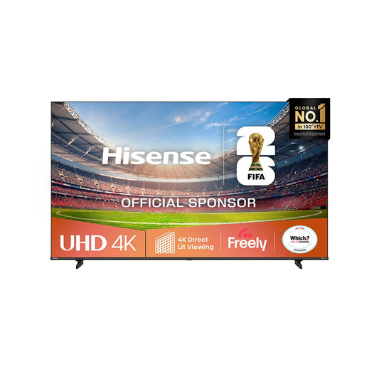 Hisense TV displaying a soccer stadium image with FIFA branding