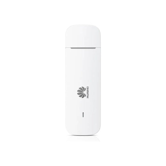 Huawei E3372 4G USB mobile broadband dongle front view on white background