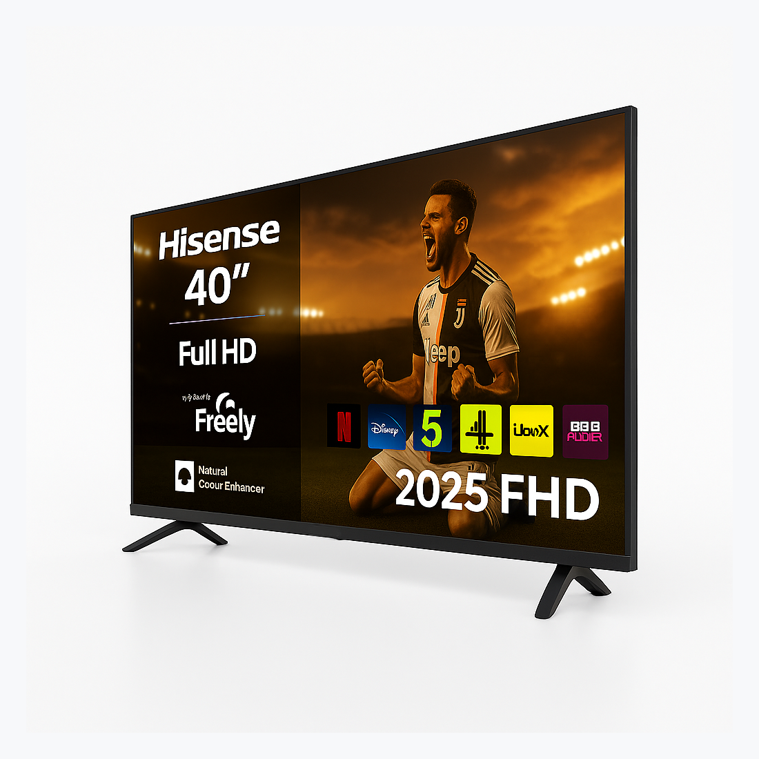 Hisense 40" Smart Full HD LED TV (2025 Model) – Direct Lit Display with Natural Colour Enhancer & Freely Streaming