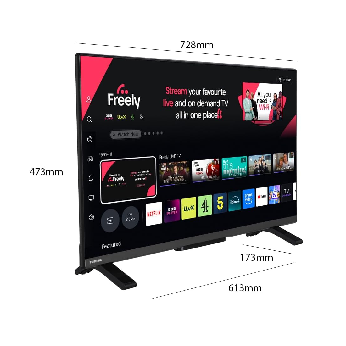 Toshiba 32" Smart HD Ready HDR QLED TV – Freely TV (2025 Model)