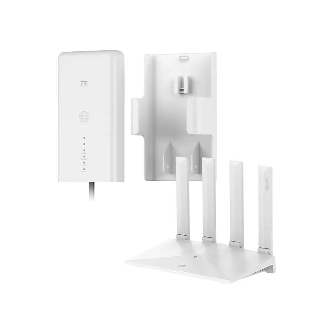 Complete ZTE MC889 and T300 5G outdoor antenna bundle showing installed setup