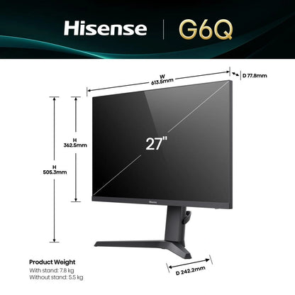 Hisense 27" 27G6QUK Gaming Monitor | QHD 300Hz, 1ms GTG, FreeSync Premium – 27G6QUK