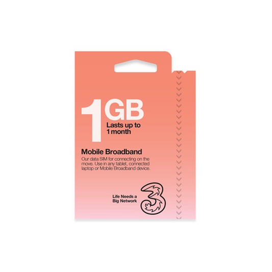 Three Mobile Pay As You Go Mobile Broadband 1 GB data SIM