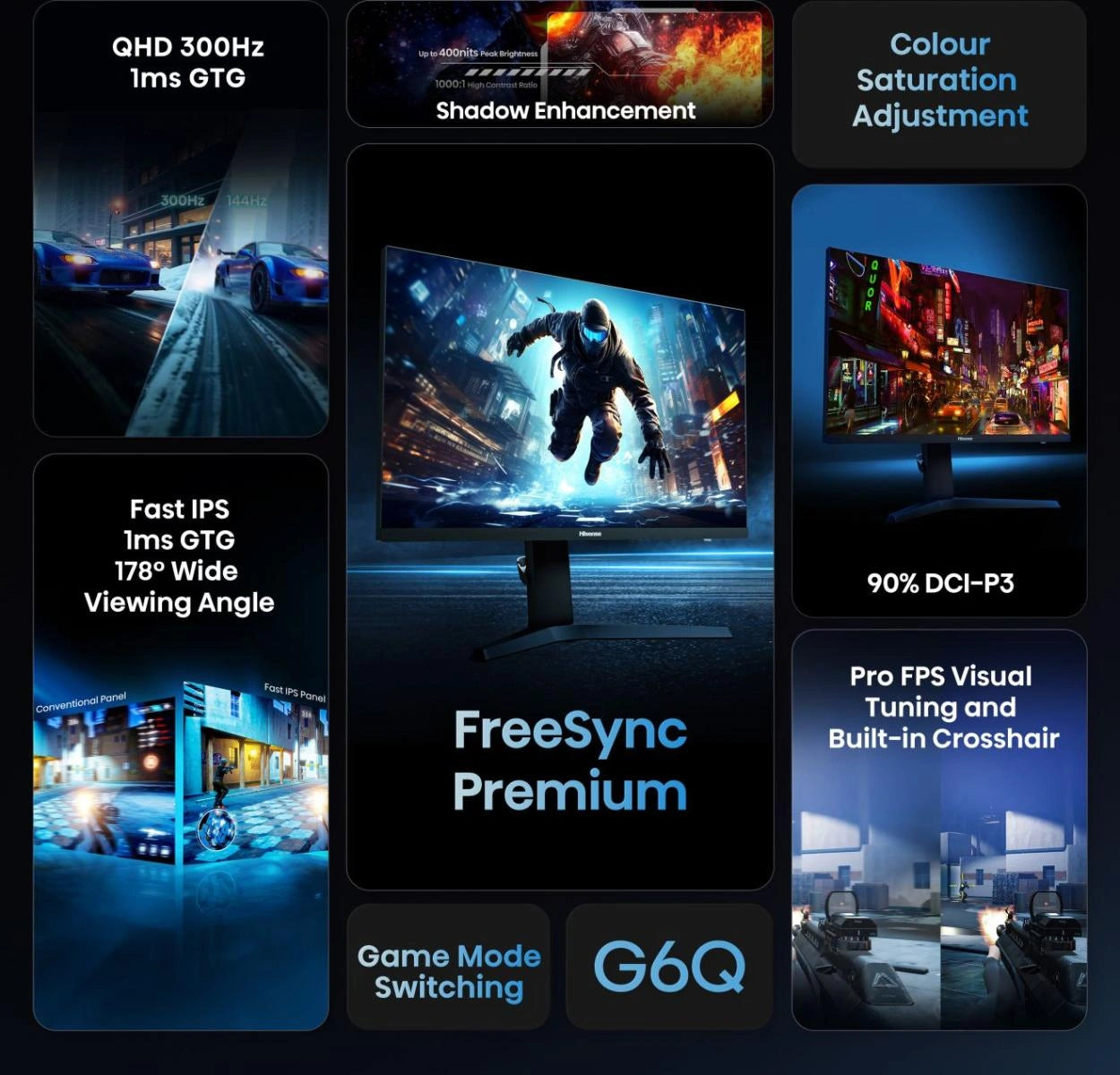 Hisense 27" 27G6QUK Gaming Monitor | QHD 300Hz, 1ms GTG, FreeSync Premium – 27G6QUK