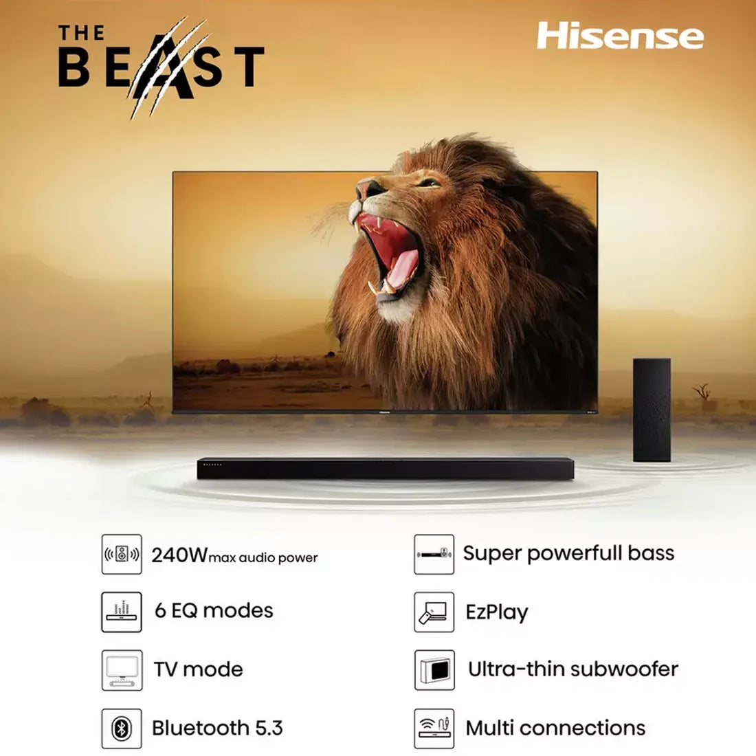 Hisense 75" U7Q Mini-LED 4K 144Hz Smart TV + HS2100 2.1 Soundbar Bundle