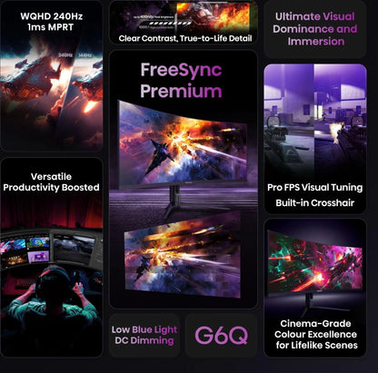 Hisense 34" 34G6QUK Curved Gaming Monitor | WQHD 240Hz, 1ms MRPT, Built-in Speaker – 34G6QUK