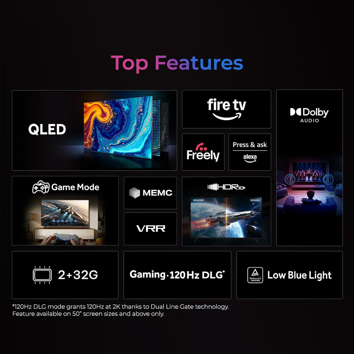 Haier H43S80GUF 43" QLED 4K Ultra HD Smart TV with Fire TV & Freely