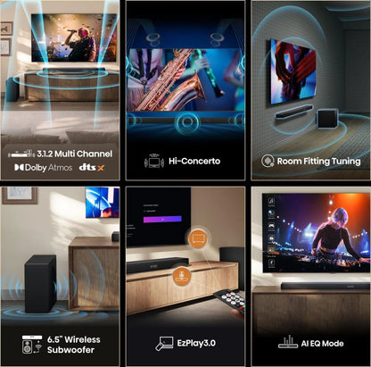 Hisense AX3120Q Dolby Atmos Soundbar | 3.1.2 Channel, 500W, Wireless Subwoofer & Rear Speakers