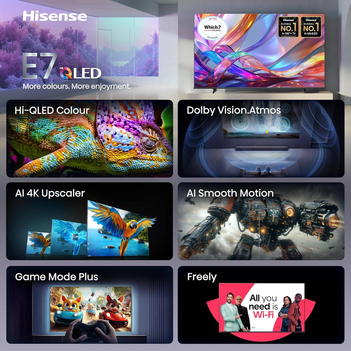 Hisense 55E7STUK 55" Hi-QLED 4K Smart TV  (2026)