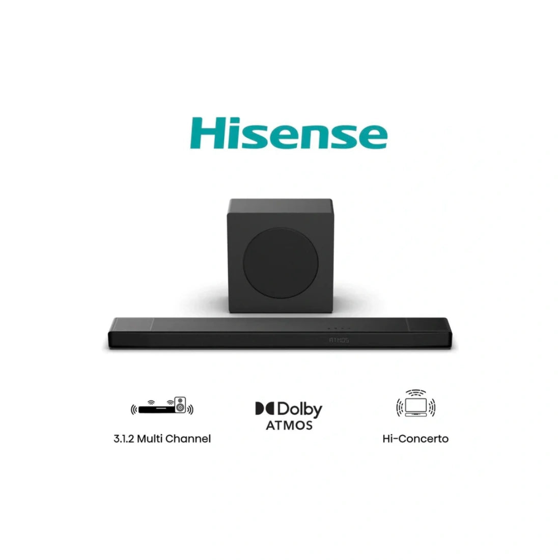 Hisense AX3120Q Dolby Atmos Soundbar | 3.1.2 Channel, 500W, Wireless Subwoofer & Rear Speakers