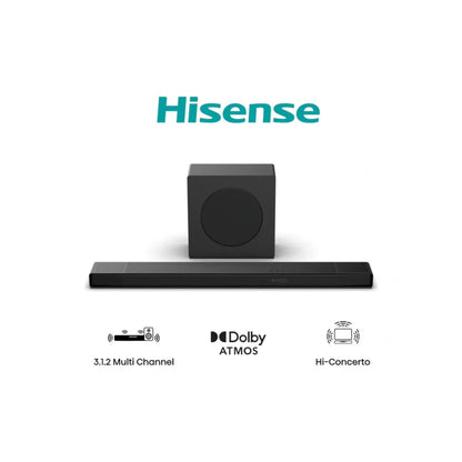 Hisense AX3120Q Dolby Atmos Soundbar | 3.1.2 Channel, 500W, Wireless Subwoofer & Rear Speakers
