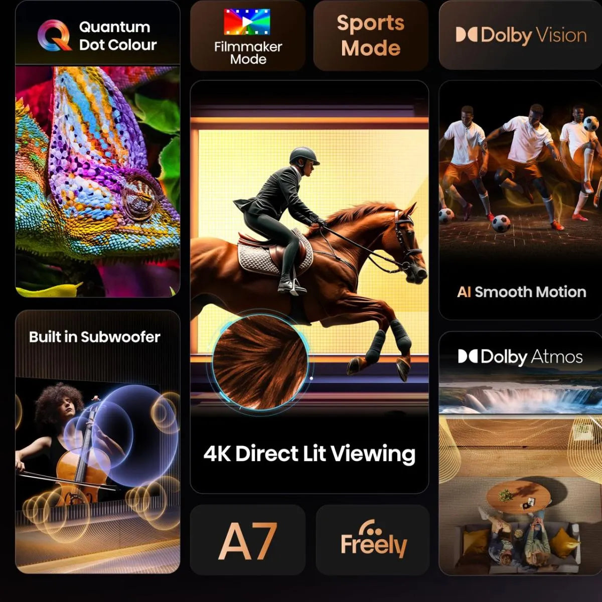 Hisense 55" A7Q QLED Smart TV | 4K UHD, Dolby Vision, Freely, VIDAA – 55A7QTUK