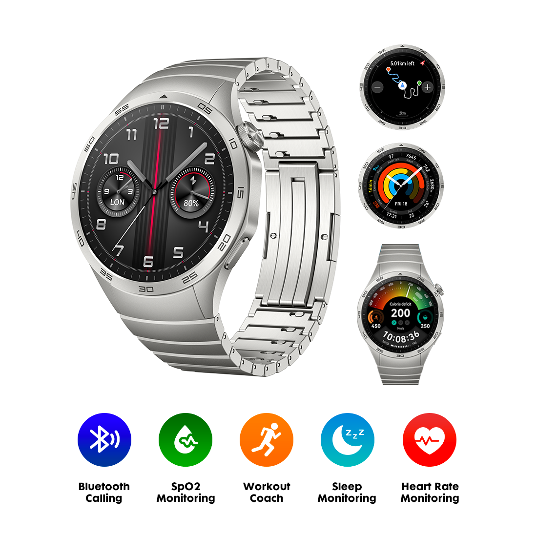 Huawei Watch GT4 46mm Grey Stainless-Steel Strap