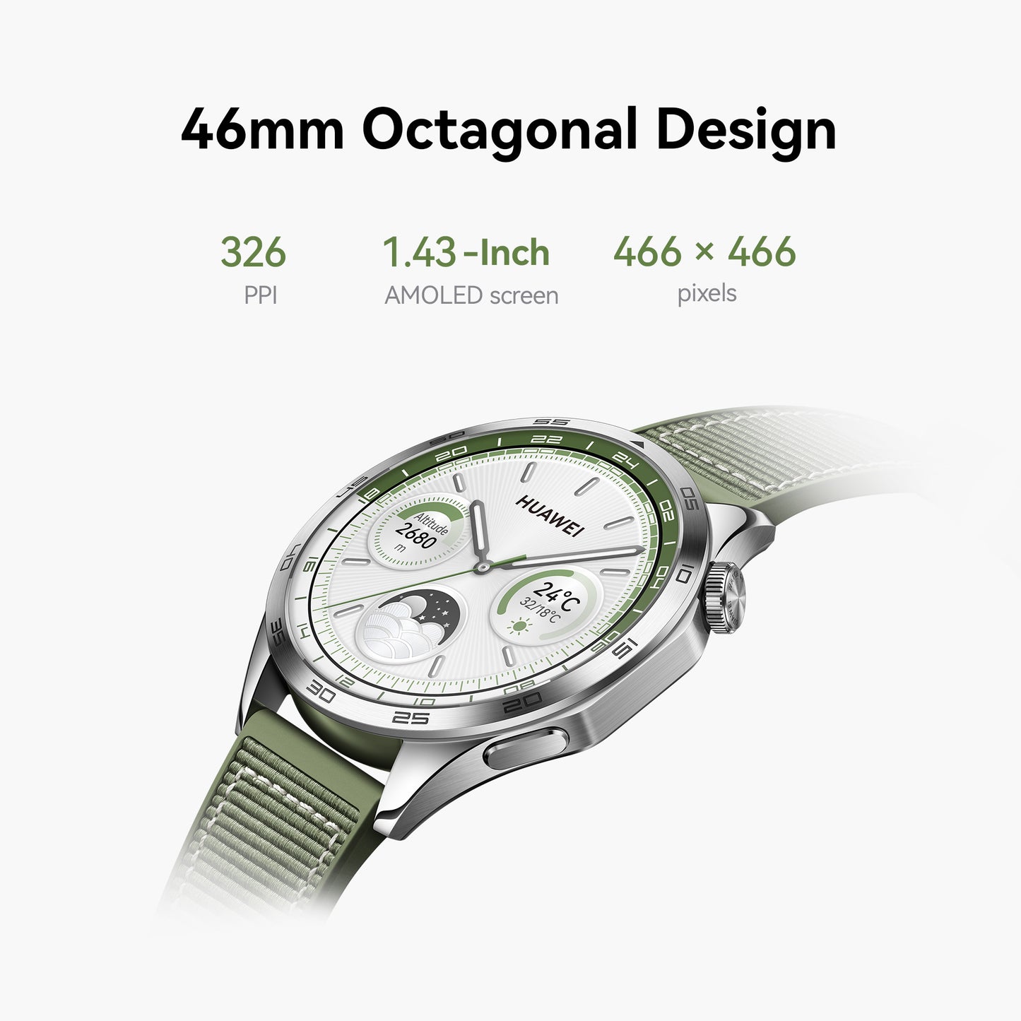 Huawei Watch GT4 46mm Green Woven Strap