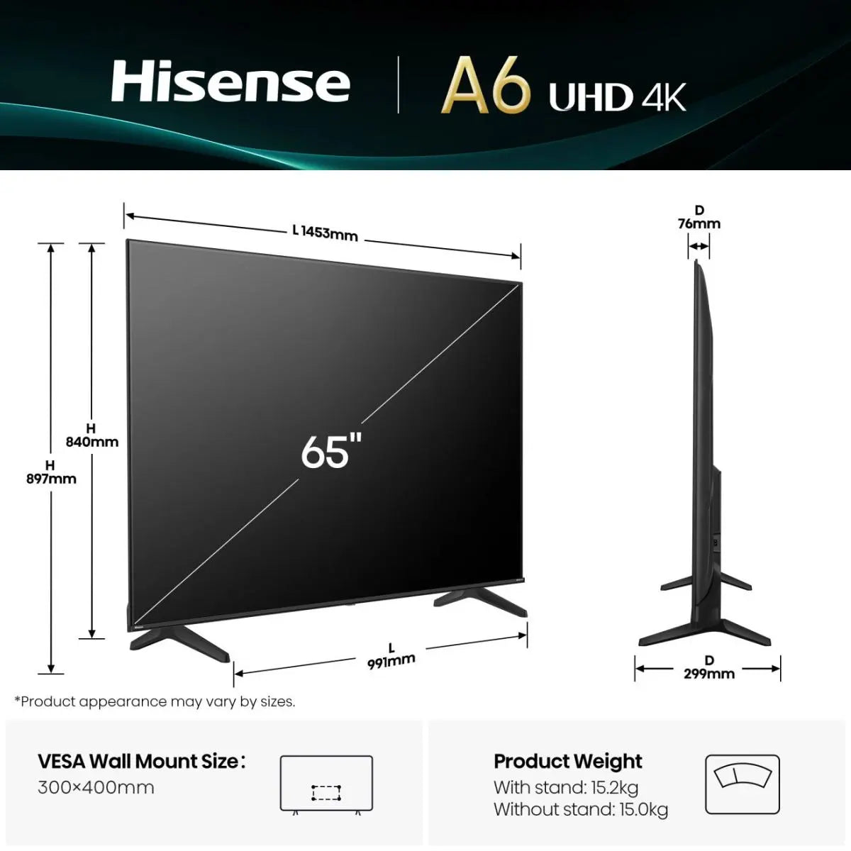 65" A6Q 4K Ultra HD Smart TV – 65A6QTUK