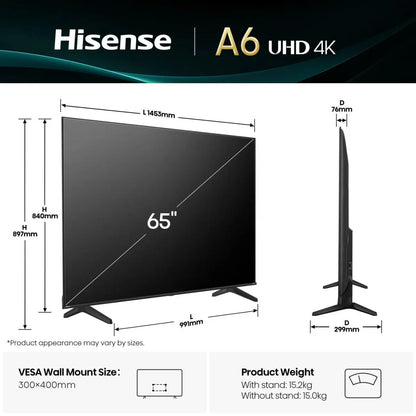 65" A6Q 4K Ultra HD Smart TV – 65A6QTUK