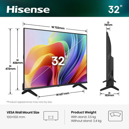 Hisense 32" E4 Series HD Ready Smart TV – 32E4STUK