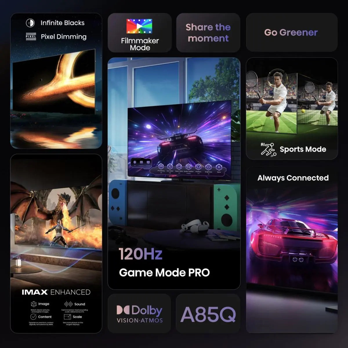 Hisense A85Q 65" OLED 4K 120Hz Smart TV - 65A85QTUK