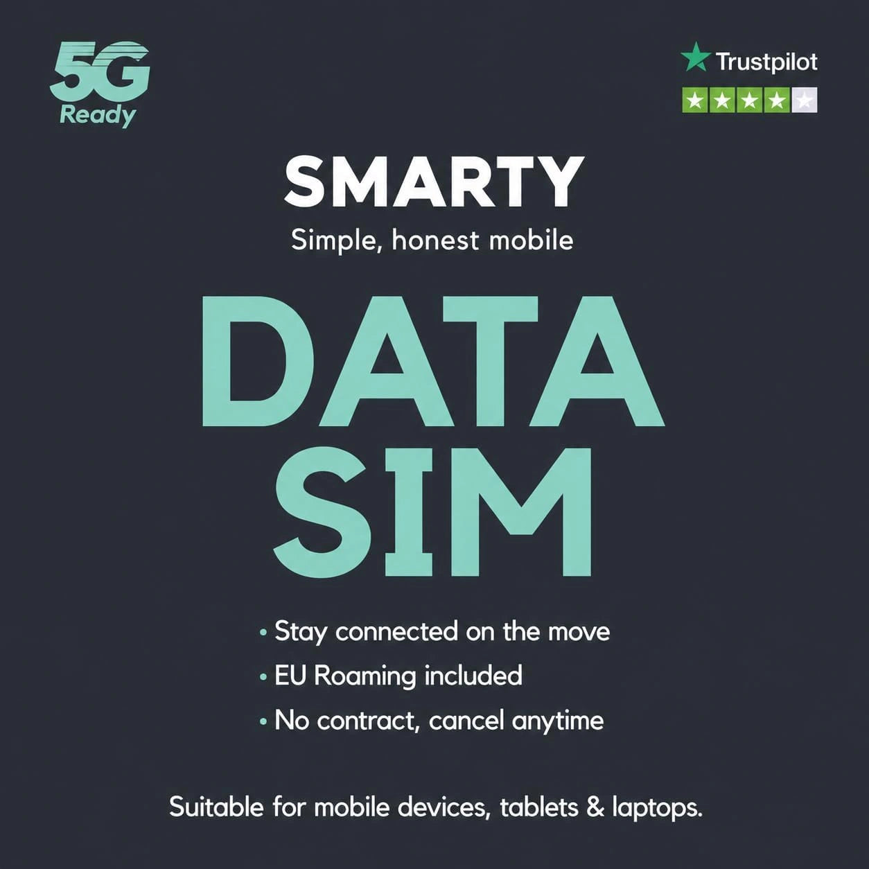 SMARTY SIM Card | No Contract SIM Only Plan | 5G Ready