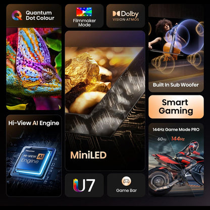 Hisense 75" U7Q ULED MiniLED Smart TV 4K 144 Hz (75U7QTUK)