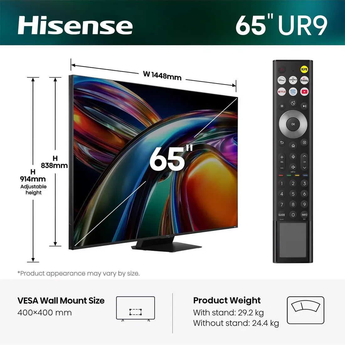 Hisense 65" 65UR9STUK | RGB MiniLED Smart TV 4K 170Hz