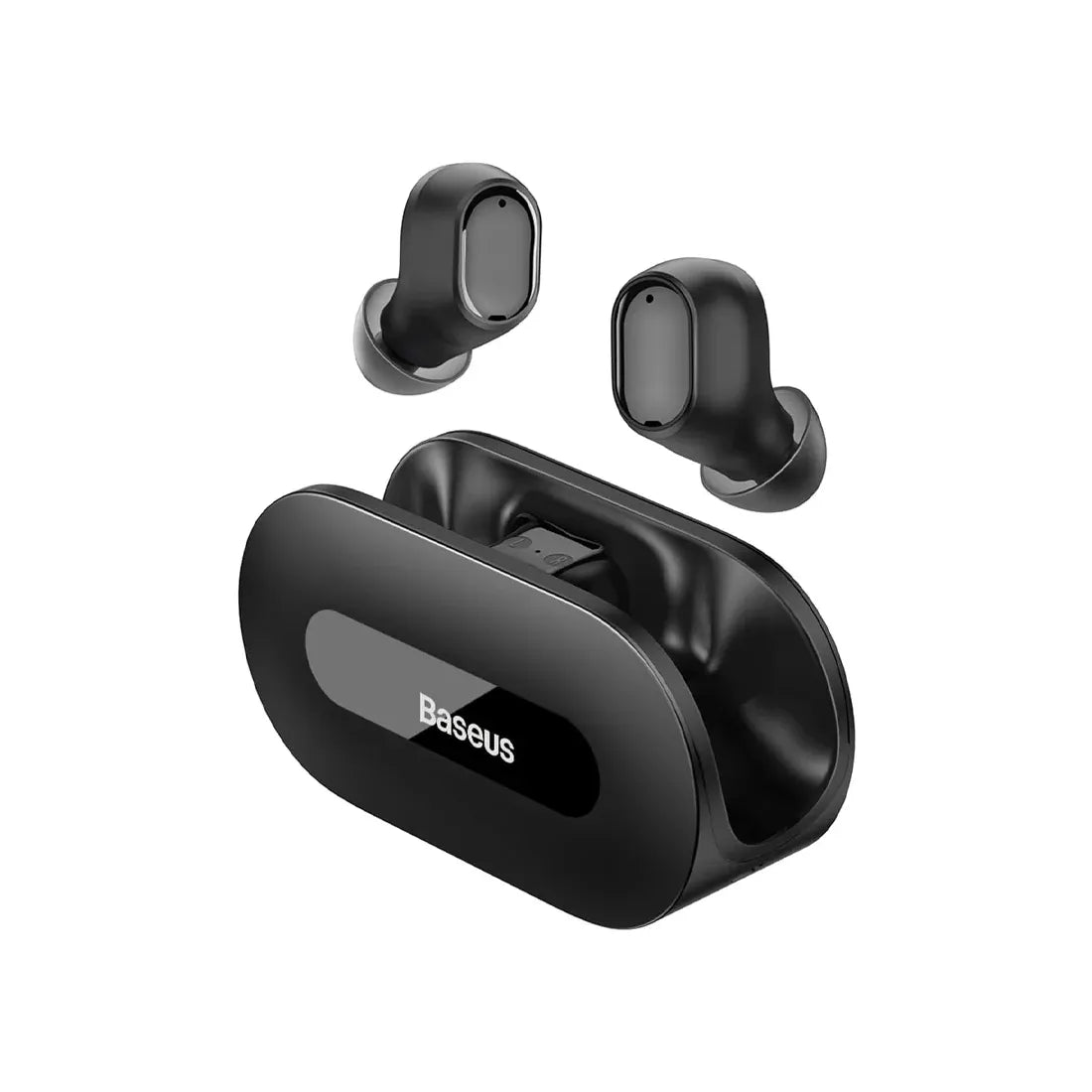 Baseus Bowie EZ10 wireless earbuds inside open charging case