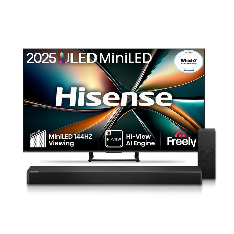 Hisense 75" U7Q Mini-LED 4K 144Hz Smart TV + HS2100 2.1 Soundbar Bundle
