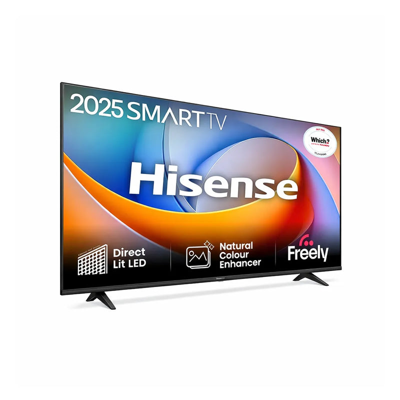 Angled view of Hisense 32 inch A4 LED Smart TV showing HD Ready display and Freely branding