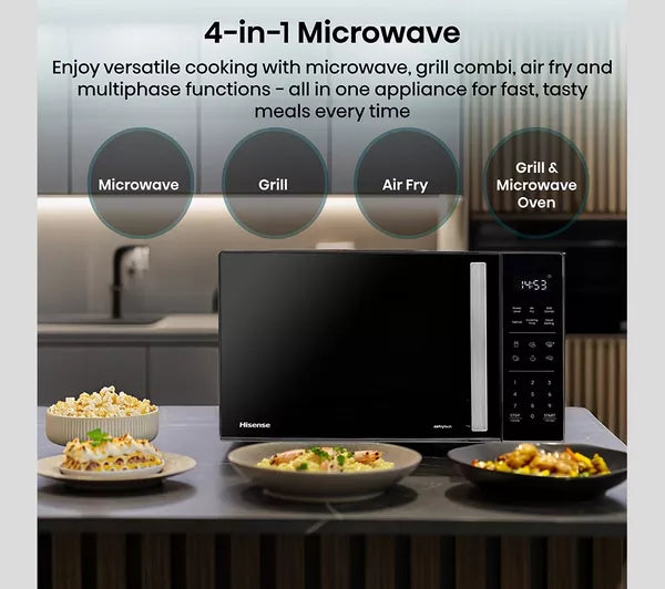 Hisense 4-in-1 microwave with microwave, grill, air fry and multiphase cooking functions