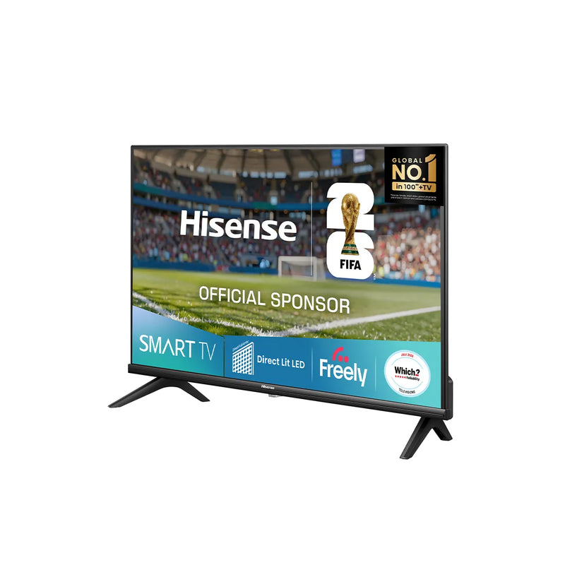 Hisense smart TV displaying FIFA World Cup branding on a white background
