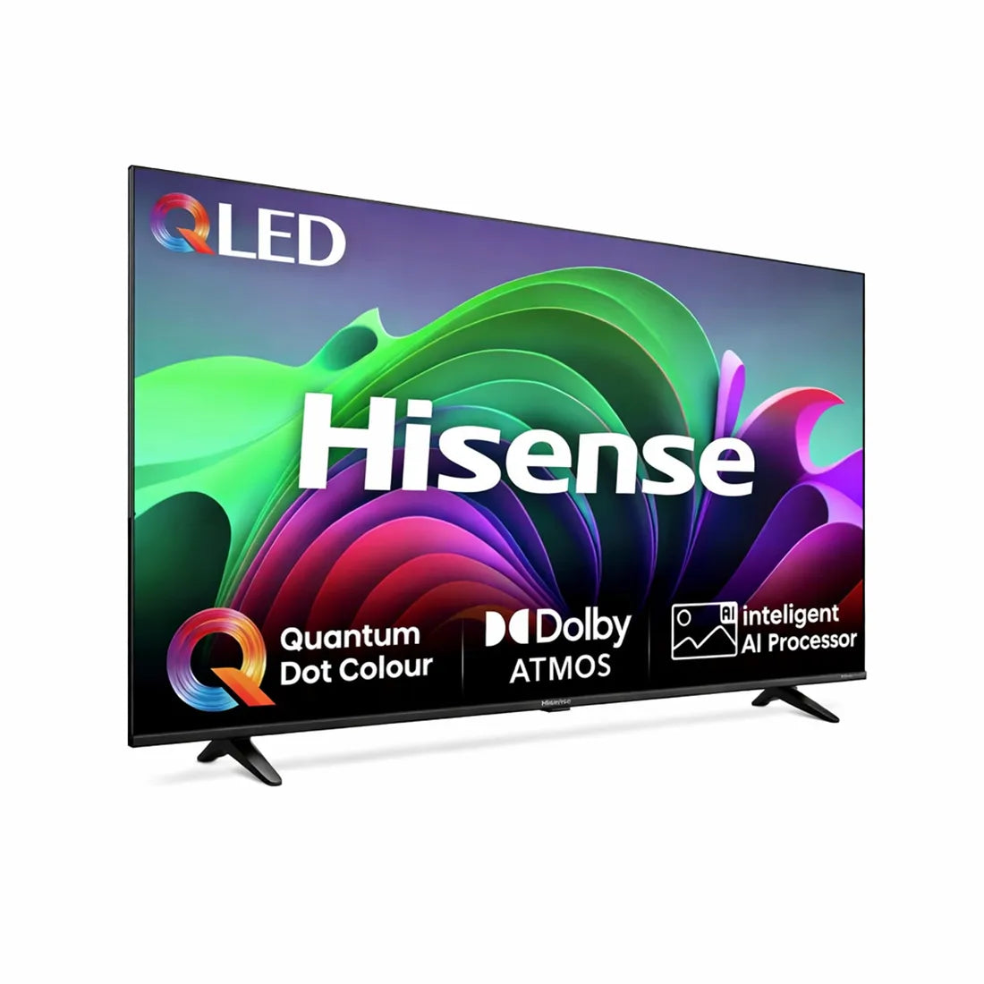 Angled view of Hisense 40 inch E5 QLED Smart TV showing slim bezel design