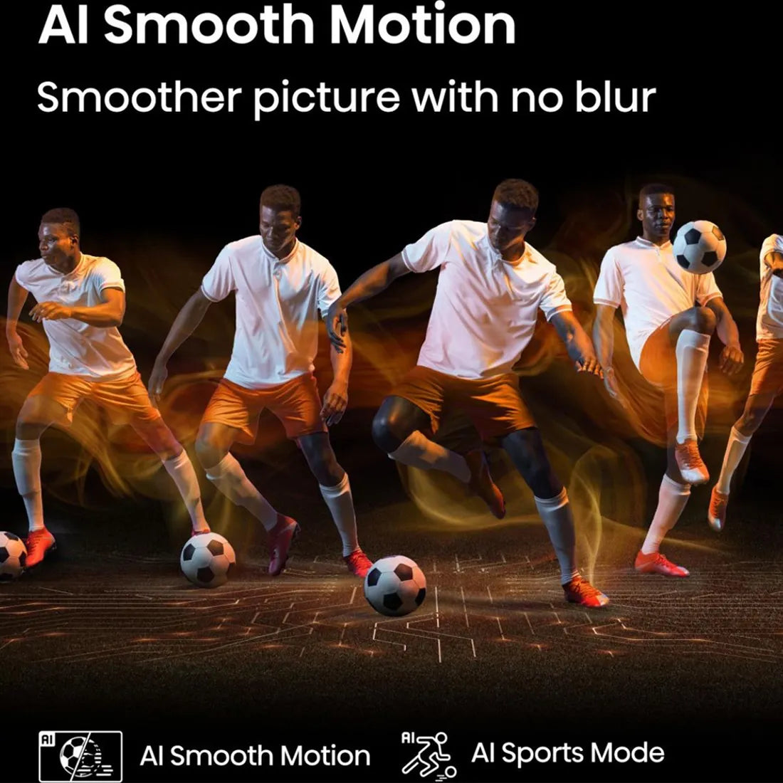 AI Smooth Motion feature showing fast action clarity on Hisense E7Q Smart TV