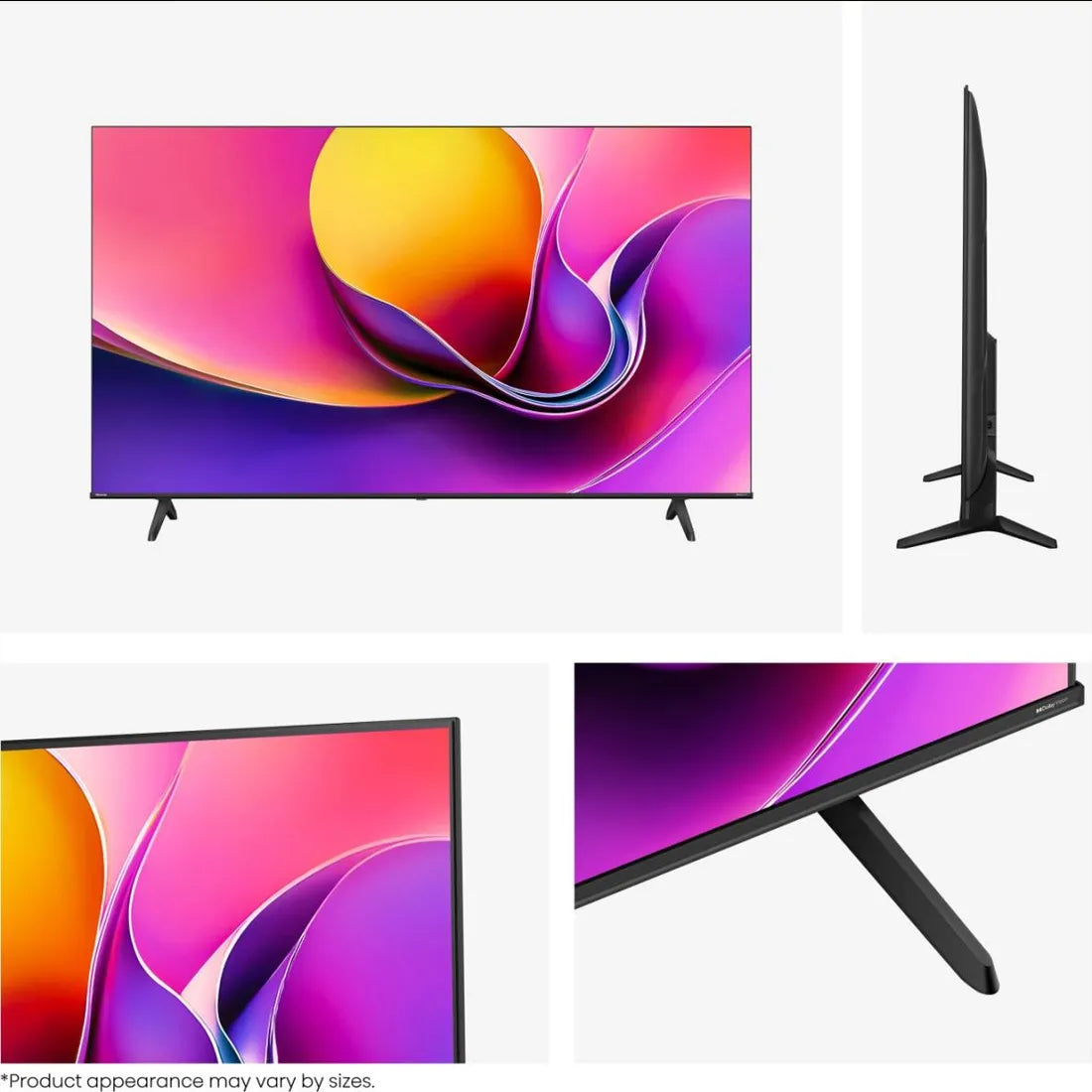 Multiple angle views of Hisense 50 inch E6Q LED Smart TV design