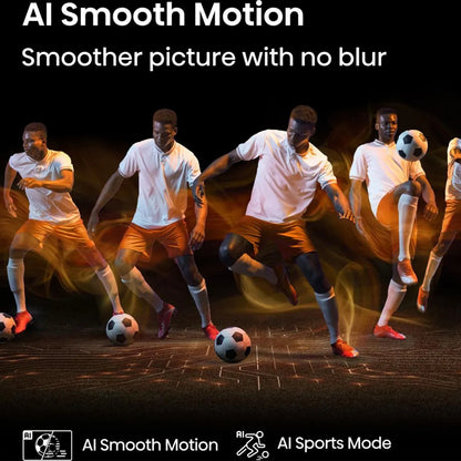 AI Smooth Motion feature showing fast action with no blur on Hisense 50 inch E7Q PRO Smart TV