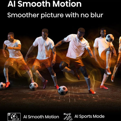 AI Smooth Motion feature showing fast action clarity on Hisense 65 inch E7Q Smart TV