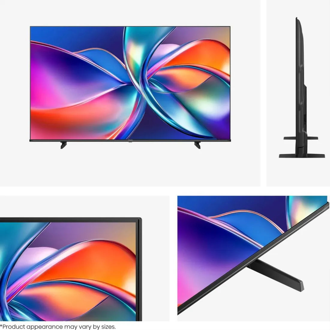 Multiple angle views of Hisense 65 inch E7Q QLED Smart TV design
