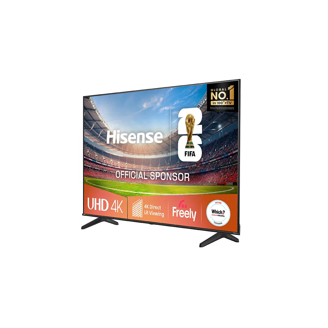 Hisense TV displaying FIFA branding on a white background