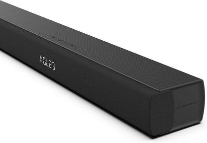 Hisense AX5100Q soundbar close-up showing front speaker grille and digital display