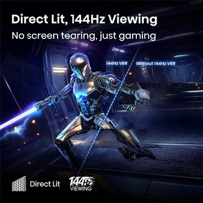 Hisense Direct Lit full-array backlighting with 144Hz viewing for smooth motion, deep blacks and vibrant colours.
