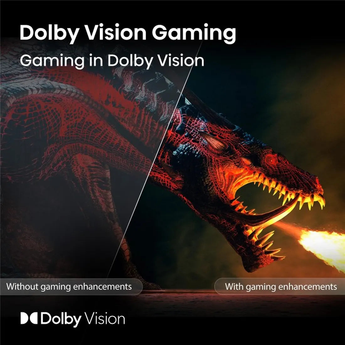 Dolby Vision gaming visual demonstrating enhanced contrast, colour and detail on Hisense QLED TVs.