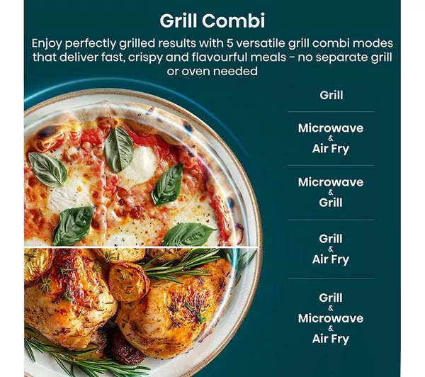 Hisense microwave grill combi cooking modes for preparing pizza, chicken and other meals
