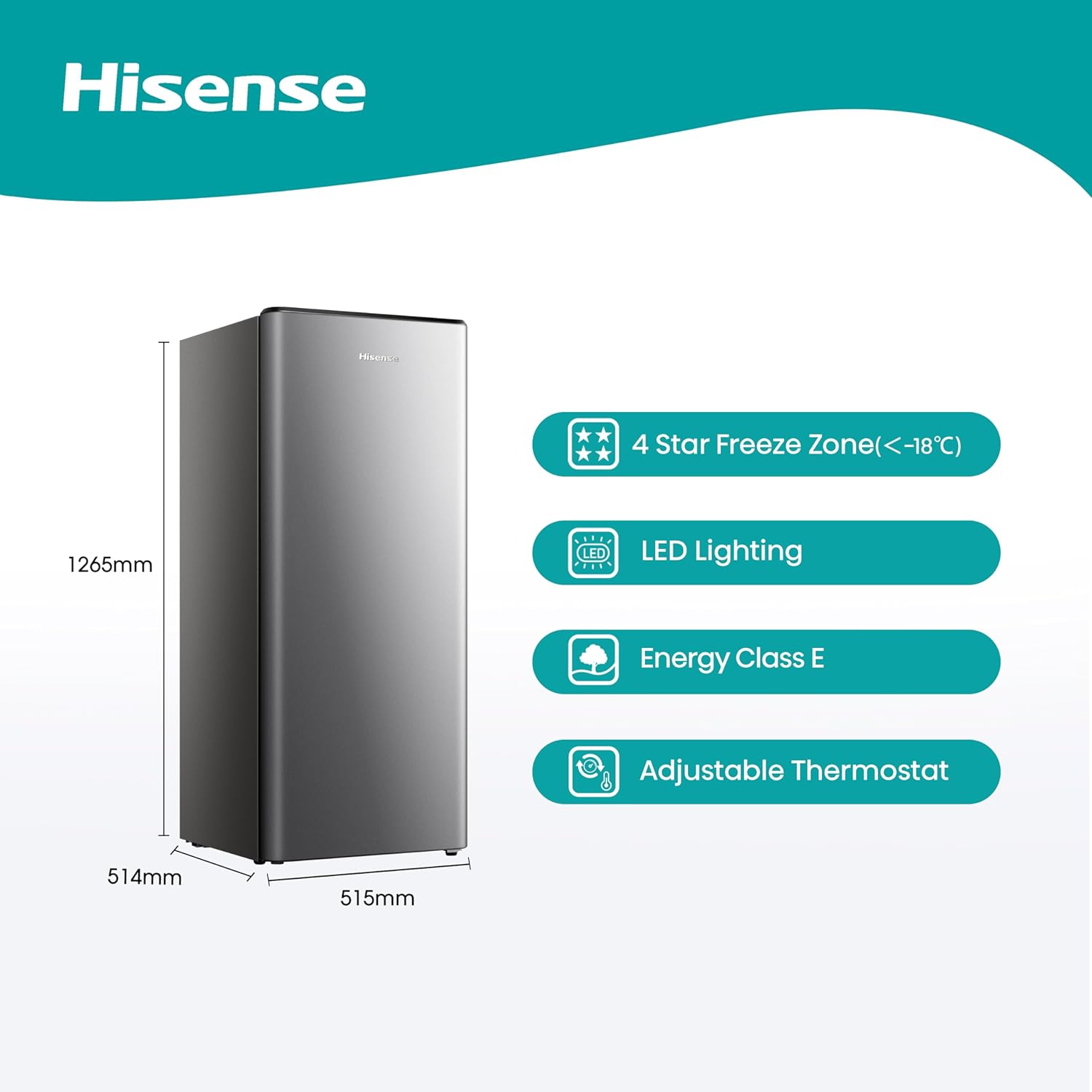 Hisense RR220D4BDE Freestanding Tall Fridge Key Features