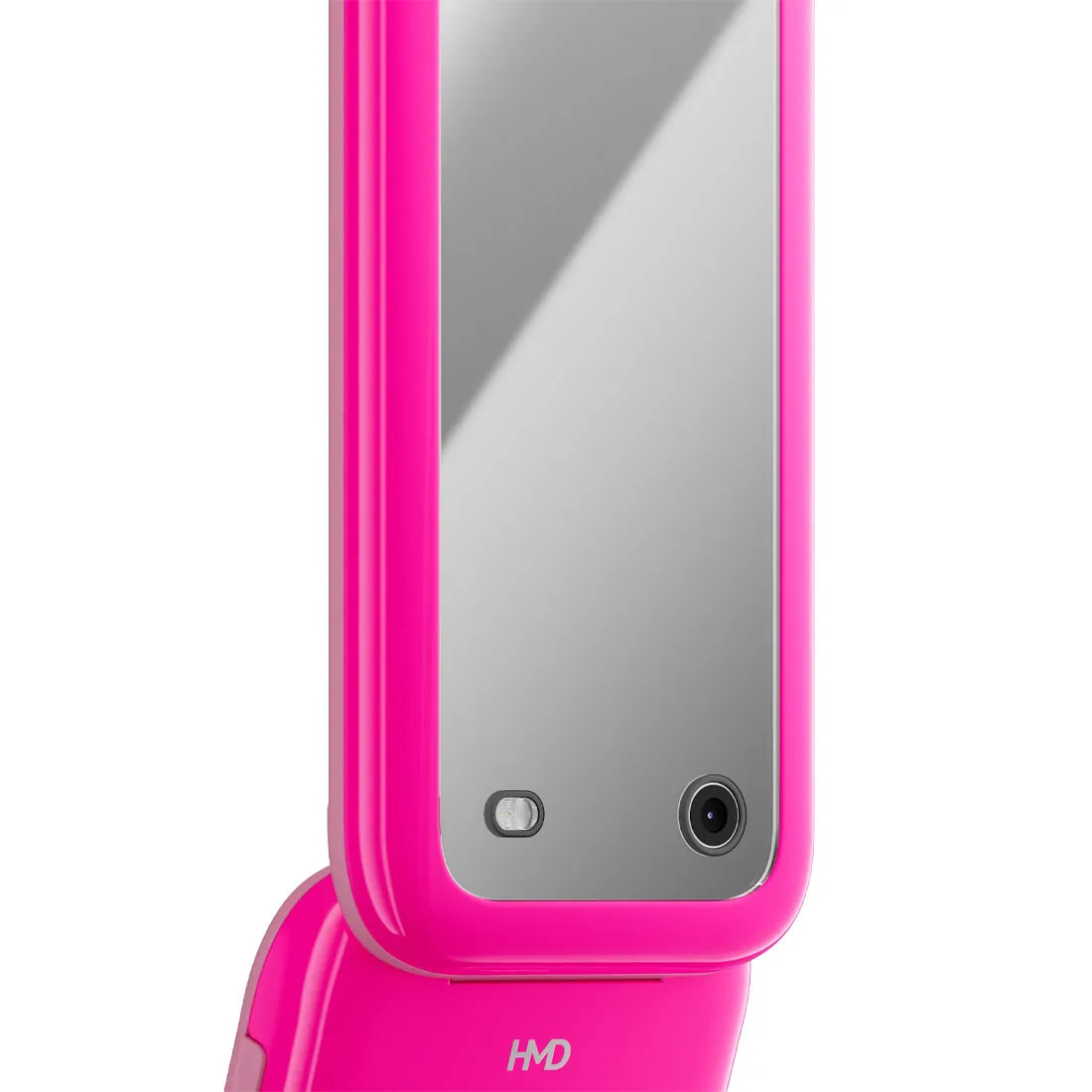 Close-up of HMD Barbie Flip Phone external display