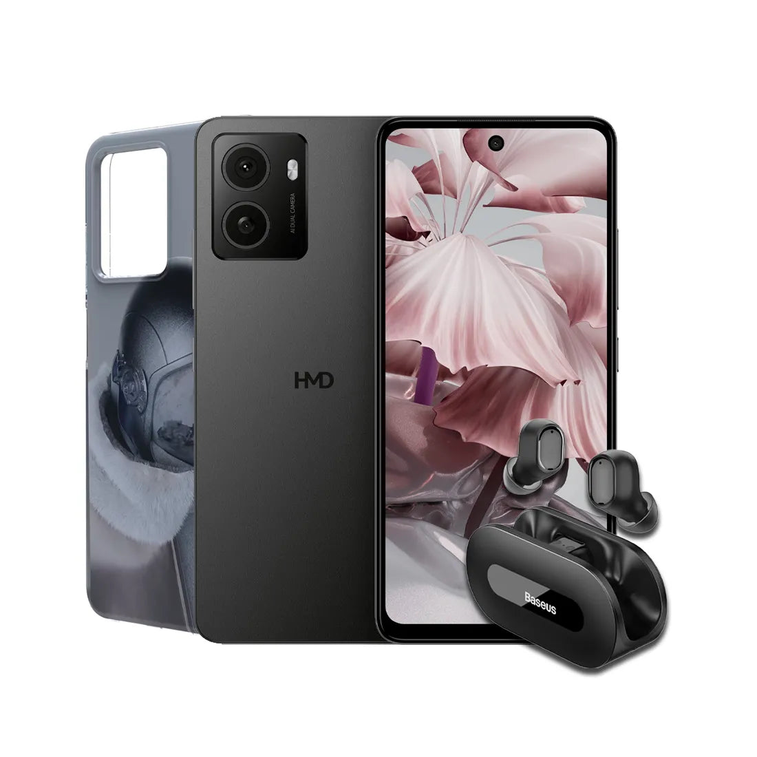 HMD Pulse 4G bundle with black phone, Icon case and Baseus EZ10 earbuds