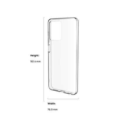 Clear protective phone case dimensions showing height and width measurements for HMD Pulse
