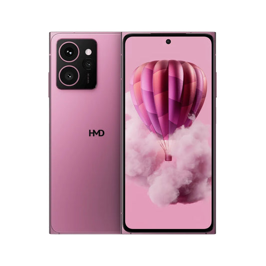 HMD Skyline 5G smartphone showing front display and pink rear design