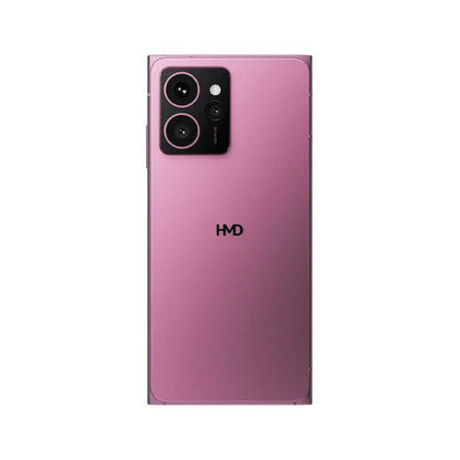 HMD Skyline 5G smartphone rear view in pink with camera module